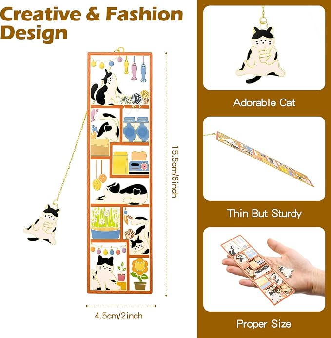 Funny Cat Bookmarks, Cat Metal Bookmark with Gift Box, Personalized Book Marks for Women, Reading, Book Maker Gifts for Mom, Friends, Dad, Teachers, Cat Lover, Book Lover, Graduation