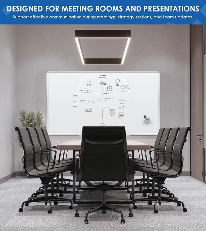 SWANCROWN 72" x 48" Dry Erase Board, Magnetic White Boards for Wall, 4' x 6' Whiteboard with a Long Pen Tray for Classroom and Office