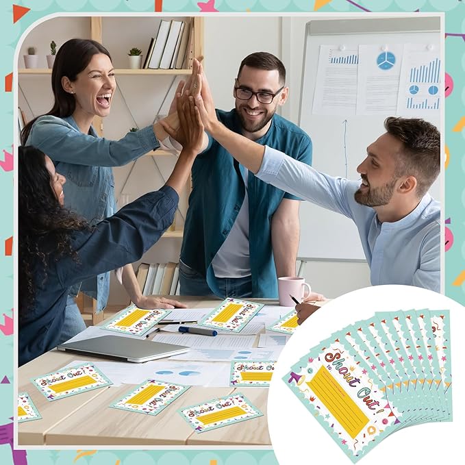 60Pcs Colorful Shout Out Cards for Employees Office Staff Teachers Students Coworkers Positive Appreciation and Recognition Reward Cards Encouragement Card for School or Work Bulletin Boards 6x4 in