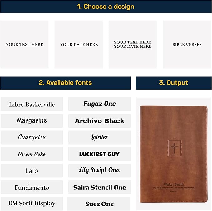Personalized NIV Thinline Holy Bible Faux Leather Large Print Size | Custom with Name, Date or Text | Gift for Christian & Religious Celebrations | Brown