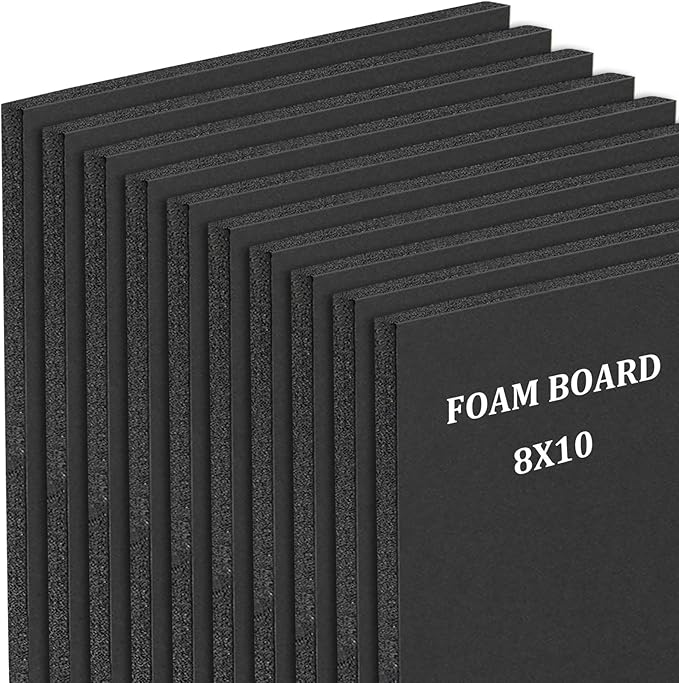 Mat Board Center, Pack of 10 8x10 3/16" Black Foam Core Backing Boards