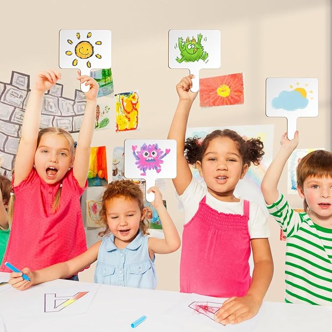 Dry Erase Paddles, 18-Pack Double-Sided Whiteboards with Handles, 8 x 12 inches, Includes Markers and Erasers