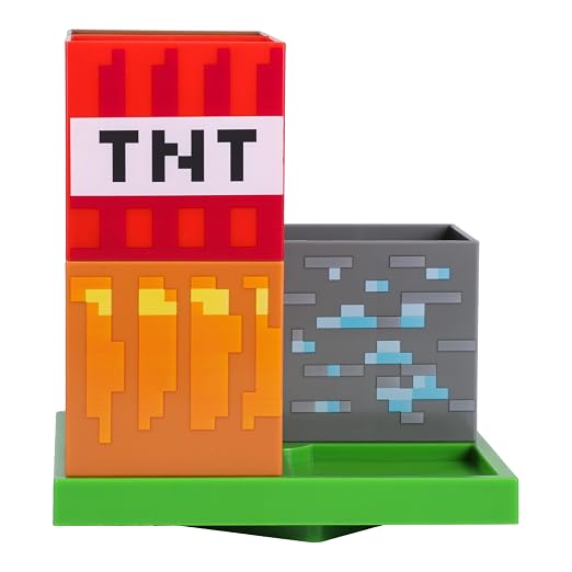 Paladone Minecraft Desktop Organizer - Officially Licensed, 4 Modular Blocks, Customisable Stationery Holder for Pencils, Minecraft Gamer Decor, Desk Accessory for School or Office Supplies