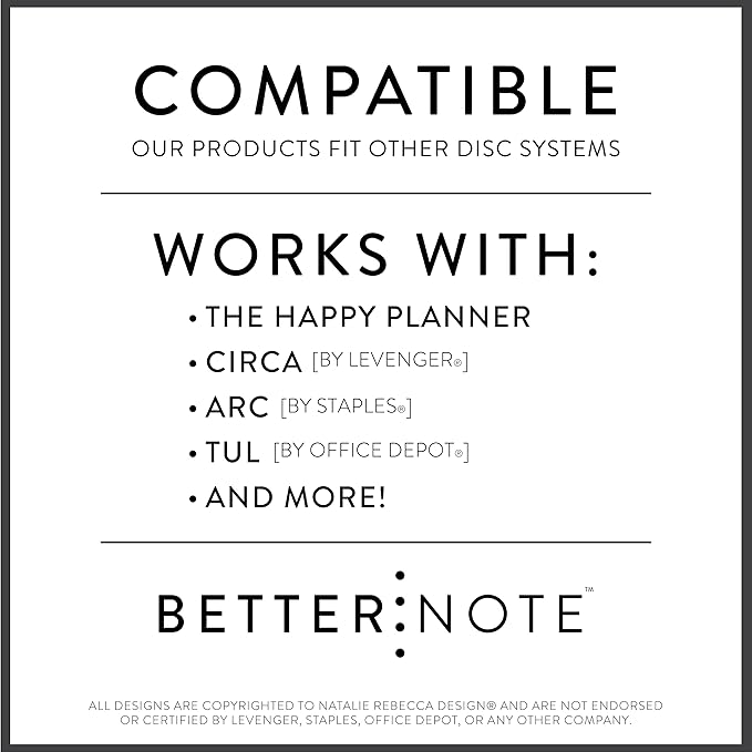 BetterNote Notes Refill Pages for Disc Notebooks, fits Happy Planner, Levenger Circa, TUL, Staples Arc, InkWell Press, Talia (Classic- 25 Sheets, 8-Disc, 5.5"x8.5")