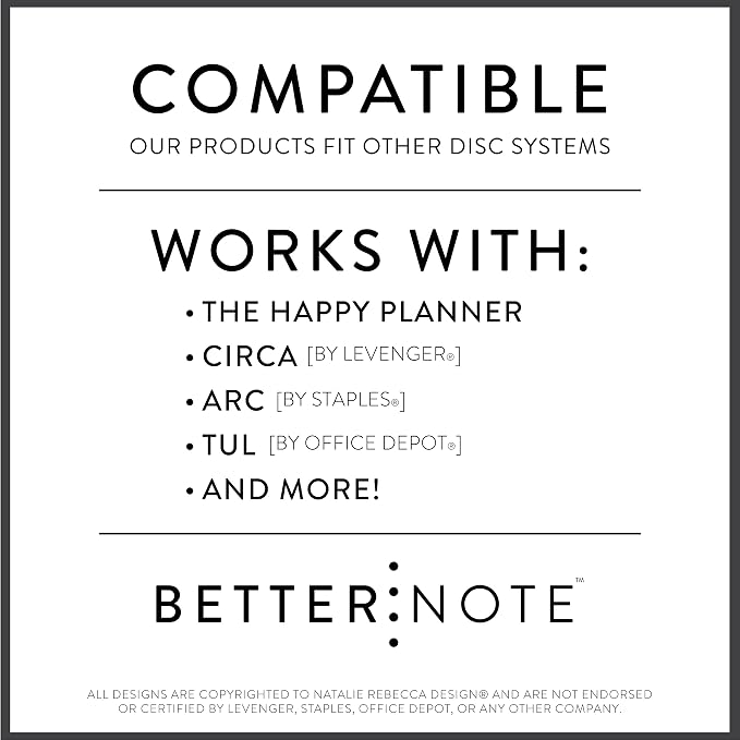 BetterNote July 2026 - June 2027 Academic Monthly Calendar Refill for Discbound Notebook, School Dates, Fits Levenger Circa, Big Happy Planner, Arc, TUL, Disc Refill (11-Disc, 8.5"x11", Modern)