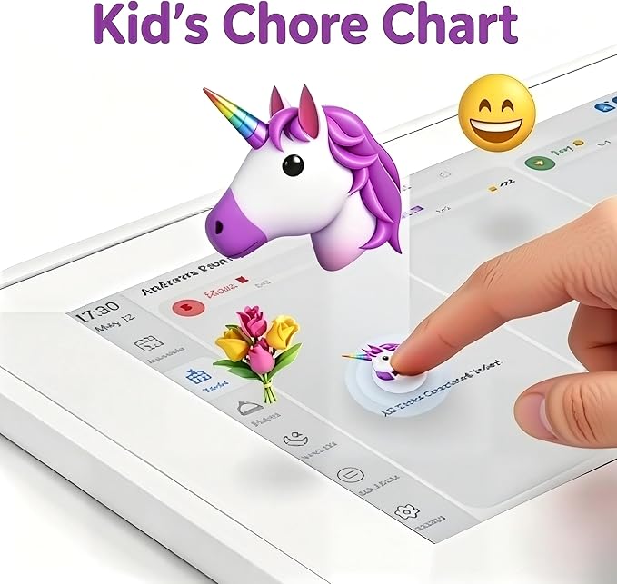 10.1" Smart Chore Chart & Visual Schedule for Kids - Digital Daily Routine Board, Neurodivergent Friendly Gamified Planner display, App Syncs w/Google Calendar, No Subscription (White)