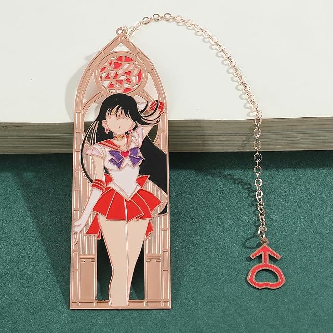 5 Style Anime Magical Girl Book Marks - Metal Bookmarks Gifts for Girls, Anime Fans, Book Lovers Student Men Women, Birthdays, Christmas, Valentine, School Supplies Book Accessory (Red Girl)