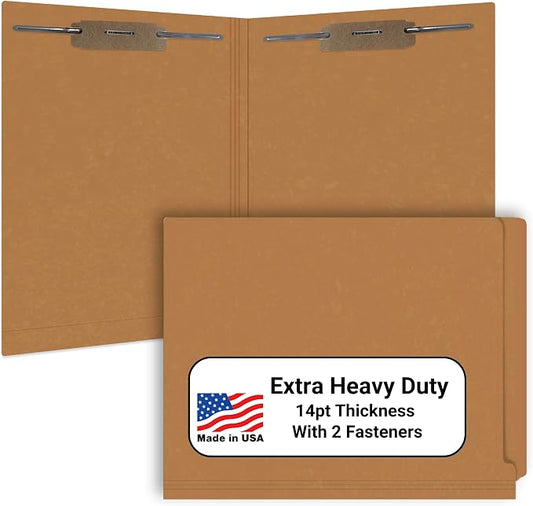 Brown File Folders, Doctor Stuff, Letter Size Reinforced End Tab Folder with 2" Bonded Fastener on Inside Front and Back, 14 pt Stock, Carton of 250