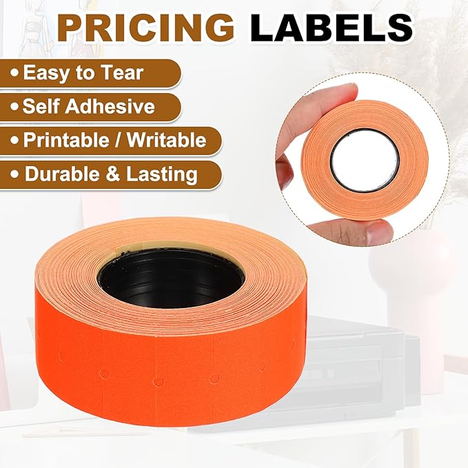 PATIKIL Pricing Labels, 10 Rolls 8000 Price Price Gun Labels Self-Adhesive Rectangular Puzzle Shape Marker Tag Stickers for Date Gun, Red