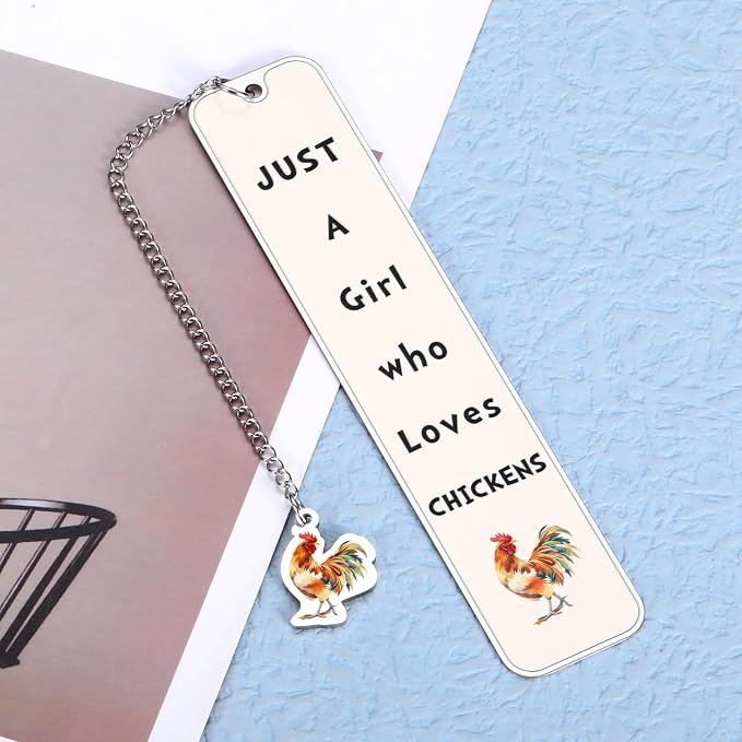 Funny Book Marks for Reading Women Chicken Lover Bookmark for Women Girls Farm Animal Lover Gift Reading Accessory Birthday Christmas Gift Gag Gifts Basket Stuffers Just a Girl Who Loves Chickens