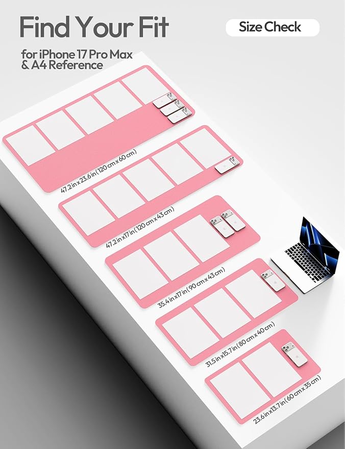 YSAGi Leather Desk Protector, Office Mat, Large Mouse Mat, Non-Slip PU Leather Blotter, Laptop Desk Mat, Waterproof Writing Pad for Office and Home(Pink, 42" x 17.2")
