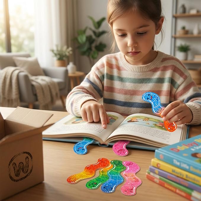 360 Pcs Worm Bookmarks Bulk for Kids Fun Holographic Glitter Gummy Worm Cute Bookmarks Funny Bookmark for Adults Student Teacher Reading Lovers Gift Bookish Party Favors