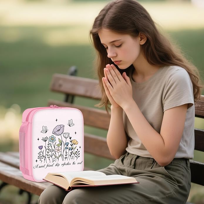 Bible Cover for Women, Bible Holder, Bible Cover With Handles, Bible Carrying Case, Bible Bags With Zipper and Pockets