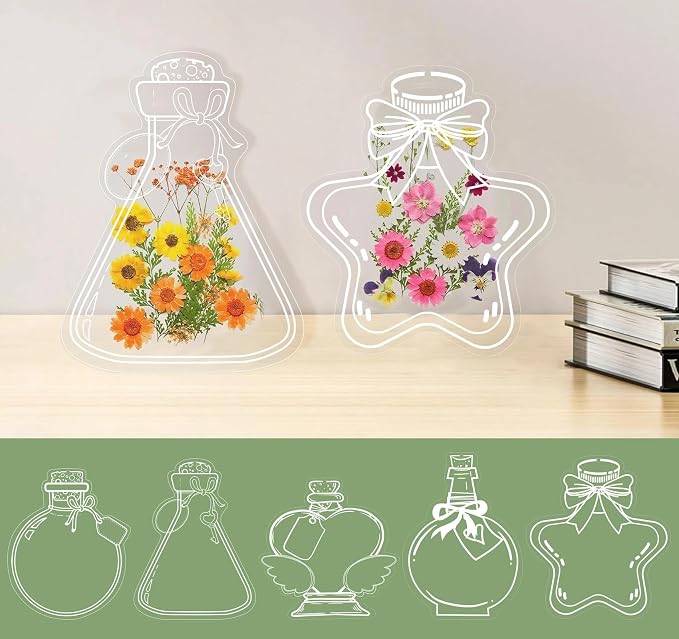 50 Pcs Bookmark Making Kit Transparent, Book Marks DIY Dried Flower Set, Include Clear Bookmarks, Colorful Tassels, Tweezer and Open Tags, Handmade Large Size Bookmark Page for Women