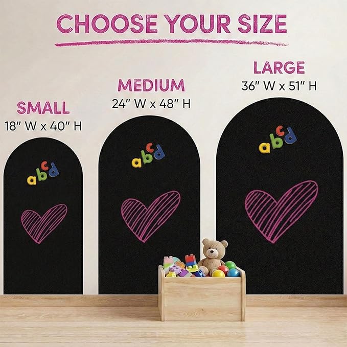 Arch Magnetic Wall Decal - 40" x 18" Matte Finish Chalkboard Sticker for Wall - Magnetic Board for Playroom, Home Classroom(Black)