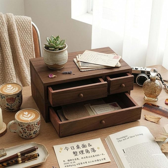 Wooden Desktop Holder with Spacious Compartments Storage Box Perfect for Documents and Craft Supplies Wooden Offices Planner