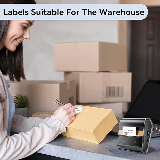 M110 Label 1.96" x 1.96" (50x50 mm), Compatible with Label Maker M110/ M100/ M220/ N20/ M120//M421/241BT/243BT, 140 Labels/Roll, Multi-Purpose Adhesive Circle Thermal Labels, Black on White
