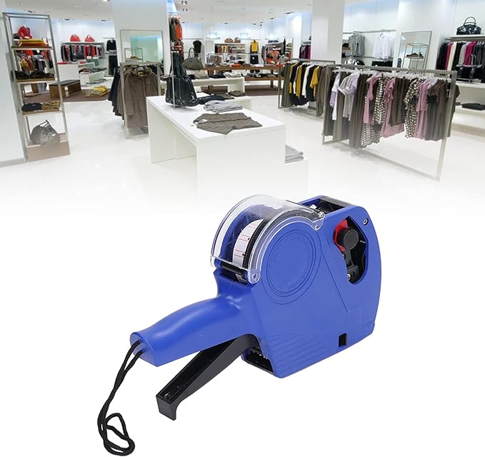 gernie MX-5500 8 Digits Price tag Gun, Pricing Gun, Label Maker Pricing Label Gun to Label Clothing, Toys, Luggage, Carpets Numerical Tag Gun for Office, Grocery Store Marking (Blue), 21 x 12mm