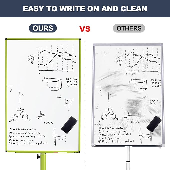 White Board on Wheels, 40x26 Inches Dry Erase Board with Stand, Magnetic Mobile Whiteboard, Portable Standing Dry Erase Board for Classroom, School, Office, Home, Teacher, with Flip Chart Paper