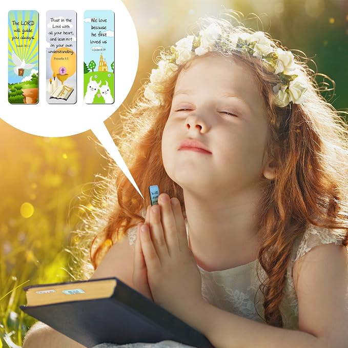 Chinco 30 Pcs Magnetic Bookmarks Christian Bookmarks Bulk Bible Verse Inspirational Scripture Page Clips for Women, Childrens, Kids, Teachers, Mothers Day, Church Supplies, School Gifts (Cartoon)