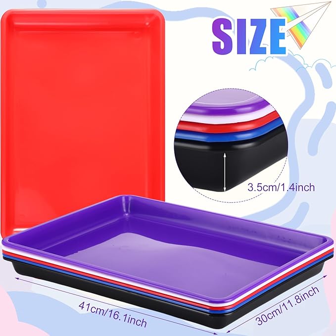 Hoteam 10 Pcs Flat Storage Organizer Tray Bin Paper Tray for Classroom Plastic Stackable File Organizer for School Office Teacher Book Organization(Simple Color,16.14 x 11.81 x 1.38 Inch)