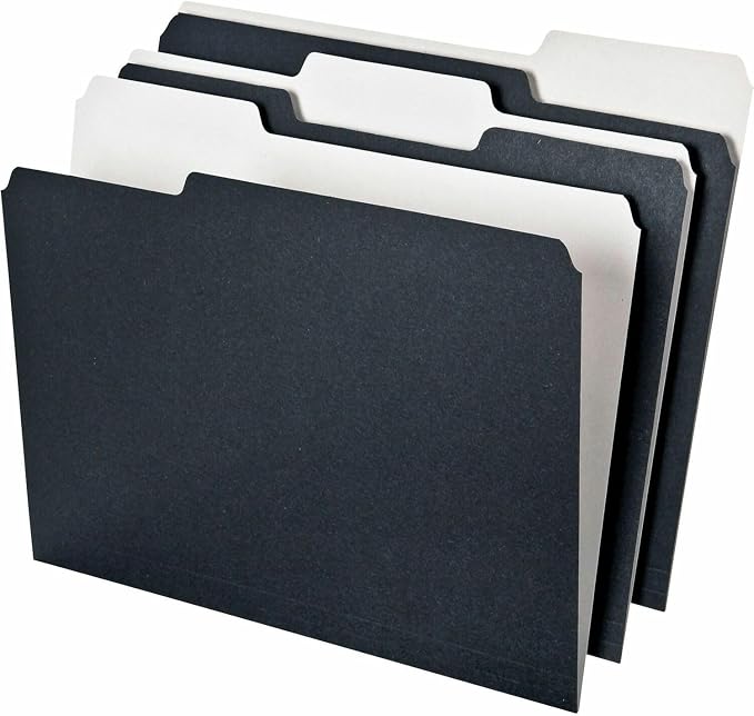 Pendaflex PFX16101 Top Tab File Folder, 50 Count (Pack of 1), Black/White