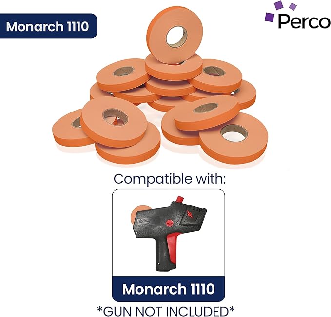 Fluorescent Red Pricing Labels for Monarch 1110 Price Gun - 16 Rolls, 17,000 Pricemarking Labels