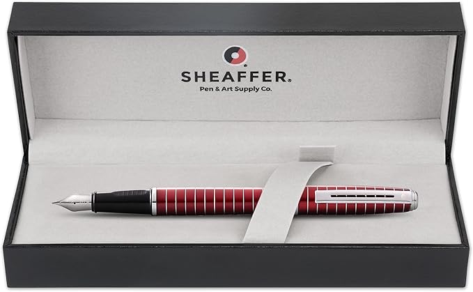 Sheaffer Prelude Merlot Lacquer w/Horizontal Line Engraving and Fine Nib Fountain Pen
