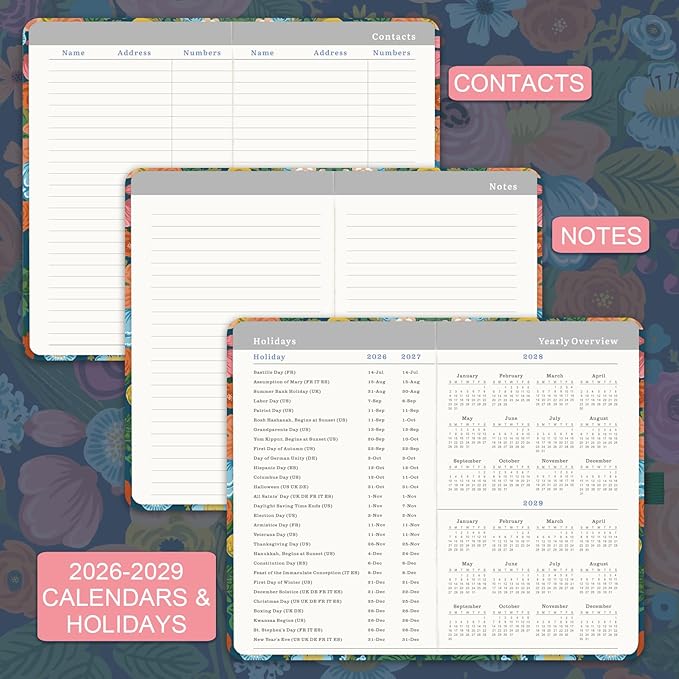 Pocket Calendar 2026-2029 - 3 Year Monthly Planner 2026-2029, Jul. 2026 - Jun. 2029, 6.3" x 3.7", Pocket Planners 2026-2029 with Elastic Closure