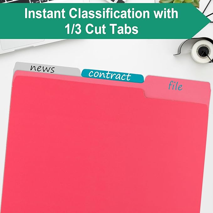 pmybupo 18Pack Light Red File Folder,1/3 Cut Tab,Letter Size,Colored File Folders,Great for Organizing and Easy File Storage