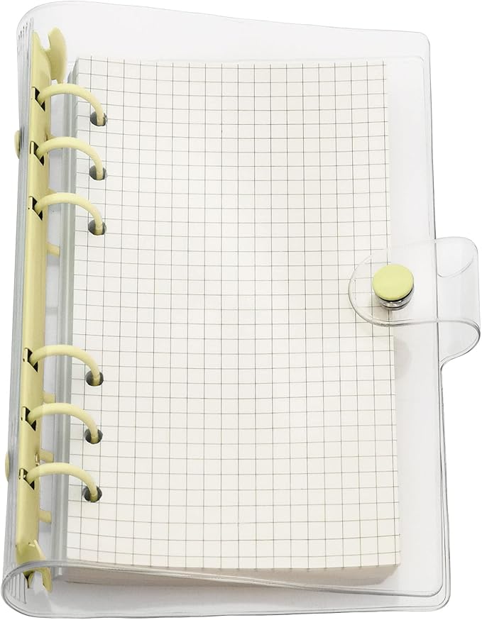 A6 A5 6-Holes Colorful PVC Cover Personal Organizer with Snap Button Closure File Folder for Loose Leaf Sheet Notebook (Popcorn, A6 mini Set)