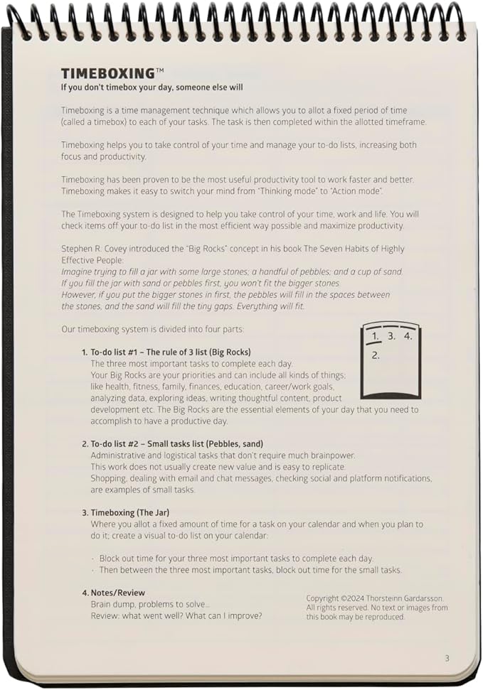 TIMEBOXING PLANNER - Structure to Turn To-Do into DONE | 105 Day Undated Organizer for Students & Busy People | 7×9 spiral Hard Cover