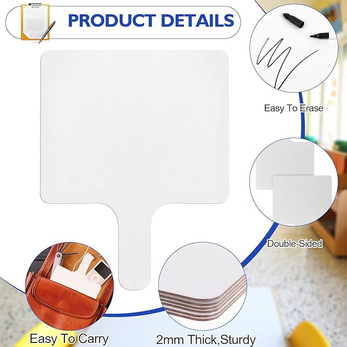 72 Pieces Dry Erase Answer Paddles Handheld Double Sided Paddles Mini White Boards Small White Board Dry Erase Signs Auction Paddles for Students Teachers Classroom Voting Bridal Shower Games
