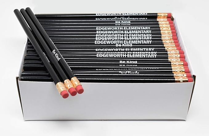 Pencil Guy Promotional Personalized Imprinted Black Round Pencils.-500 per box. 19 color(s) to choose from!