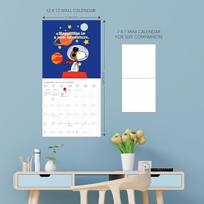Graphique 2025 Peanuts Wall Calendar | 12” x 12” | Thick Paper | Home & Office Organizer | Large Monthly Grid | 3 Languages & Marked Holidays | 4 Month Preview Page for 2026