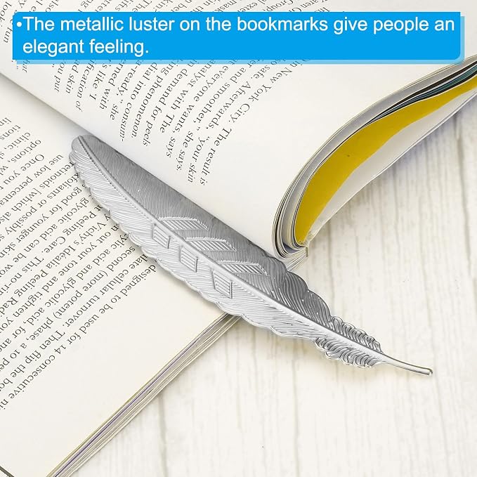 PATIKIL Metal Feather Bookmarks, 6 Pack Book Marks Page Markers Birthday Appreciation Gift for Women Teacher Reader Book Lovers, Silver
