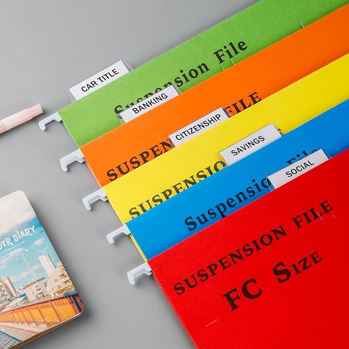 Hanging File Folder Tabs, 30 Set Transparent File Folder Tabs with Inserts for Hanging Folders, Clear Plastic File Folder Labels Tabs for Quick Identification (30)