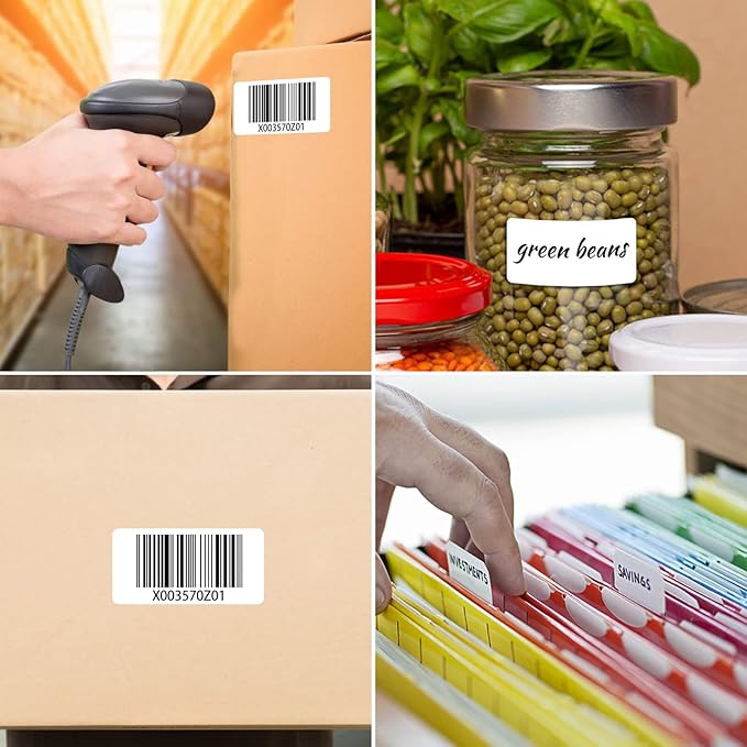 MFLABEL 2 Rolls Thermal Shipping Labels (2000 Labels) - 2.25 x 1.25 Inch Direct Thermal Perforated Stickers for FBA, Barcode, SKU, Packaging – Compatible with Zebra, Rollo, Munbyn Thermal Printers