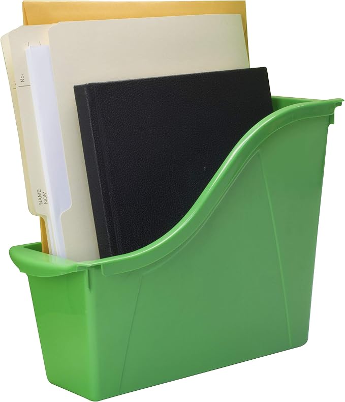 Storex Small Book Bin – Interlocking Plastic Organizer for Home, Office and Classroom, Green, 6-Pack (71111U06C)