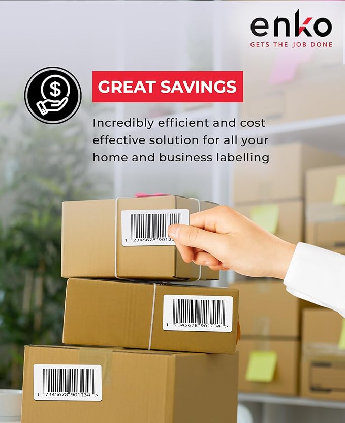 enKo 4" x 2" Labels for Zebra Desktop Printers (12 Rolls | 9,000 Labels) - Direct Thermal Address Mailing Shipping Barcode FBA Stickers FNSKU Label for Zebra and Eltron (Perforated)