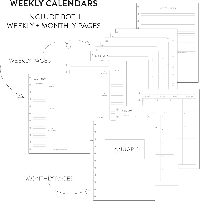BetterNote July 2026 - June 2027 Academic HOURLY Calendar for Disc Notebook, Fits Levenger Circa, Big Happy Planner, Staples Arc, TUL, Discbound (11-Disc, 8.5"x11", Whimsy)
