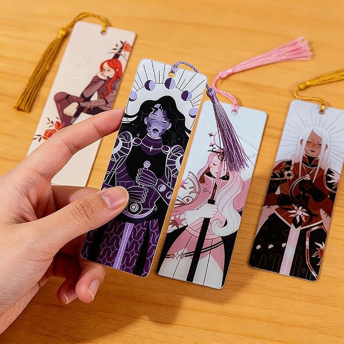 4Pcs Dark Fantasy Bookmarks Set, Royal Knight Princess Book Marks with Tassels, Perfect Gifts for Teens & Bookworms (4PCS-Double-Sided)