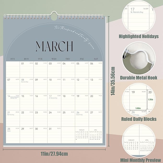 Guasslee Wall Calendar 2026-2027, Vertical Wall Calendar 2026, Jun. 2026-Dec. 2027, 19-Month Paper Calendar Spiral Bound, Monthly Planner Wall for Office School Home Easy Organizing, 14" X 11