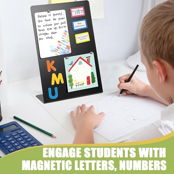 Magnetic Display Board - Desktop Metal Memo Board for Notes & Photos, 11x9.8 Inch Small Black Magnetic Bulletin Board, Includes Clips for Office, Room Decor (9.8 * 13.7inch, Count, 3)