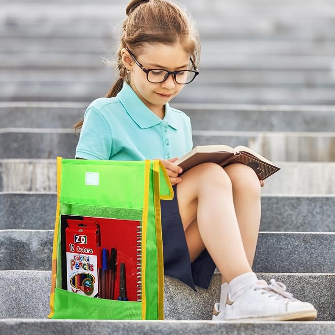 Qilery 12 Sets School Supplies Kit Back to School Essentials Bulk Includes Book Pouch Bags Notebooks Pencils Rulers Scissors Eraser and More for Students Teachers School Classroom Charity