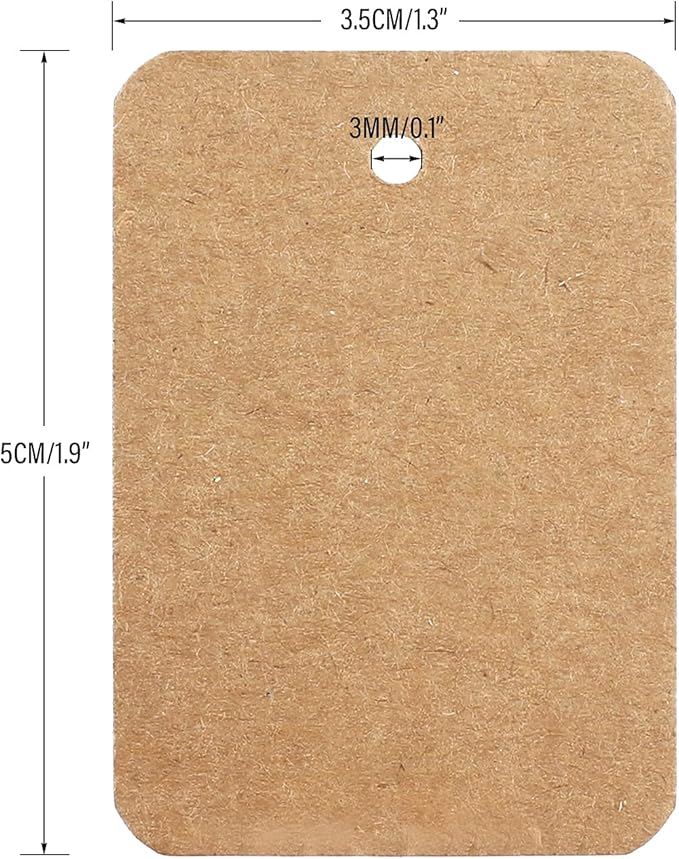 jijAcraft 1000Pcs Price Tags, Brown Clothing Tags for Retail, Small Kraft Paper Labels for Labeling Price, Size, Number, Writable Blank Tag for Business Supplies Selling Jewlry, Clothes (1.9" X 1.4")