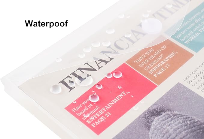 8.5 x 11 Letter Sized Clear Plastic Envelopes with Expanding Gusset Document File Storage Holder 10 Pack Hook Loop Closure