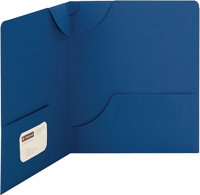 Smead Lockit Two-Pocket Heavyweight Folder, Letter Size, Dark Blue, 25 per Box (87982)