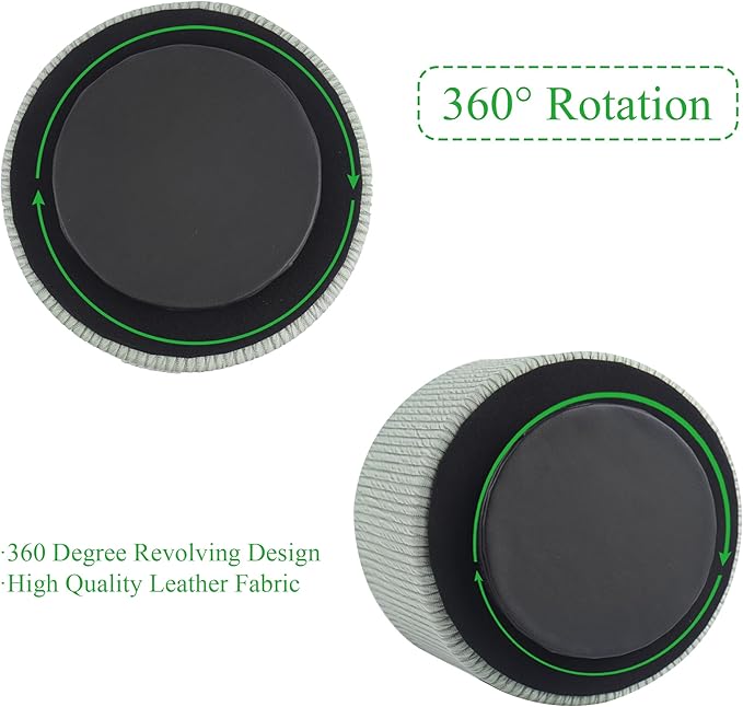 Round Leather Art Supply Organizer,Remote Control Holder,360 Degree Spinning,Multi-Functional Pencil Holder,4 Compartments Desktop Stationary Organizer(1-Wood Green2)