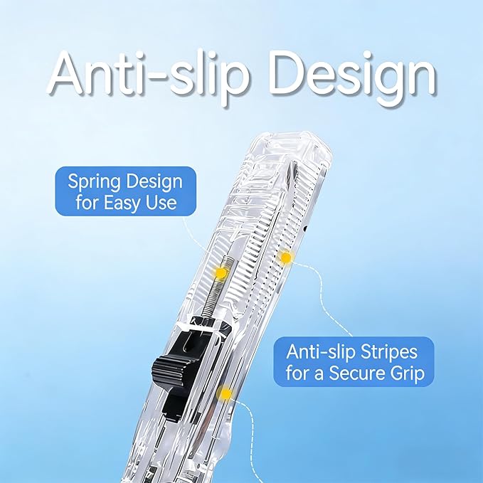 Portable Binder Clip Stapler - Includes 100 Reusable Clips, Compact No-Hole Binding Refillable Handheld Design, Portable Binder Clip Stapler for Office School Home Document Organization (2Pcs-b)
